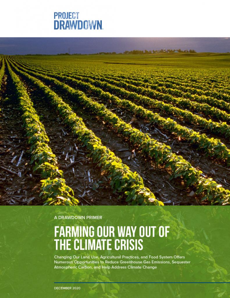 Cover of the farming document with title and image of rows of crops