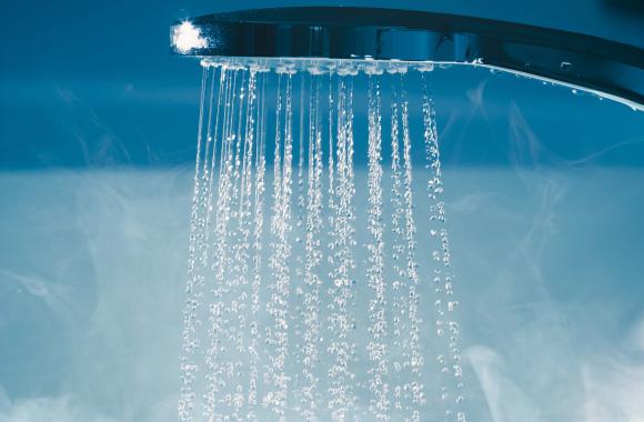 Water streaming from shower head
