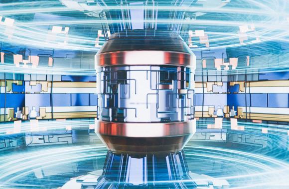 A graphic showing the inside of a nuclear fusion reactor