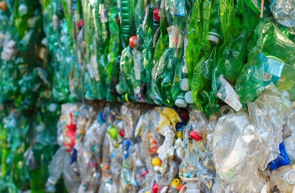 Crushed plastic bottles